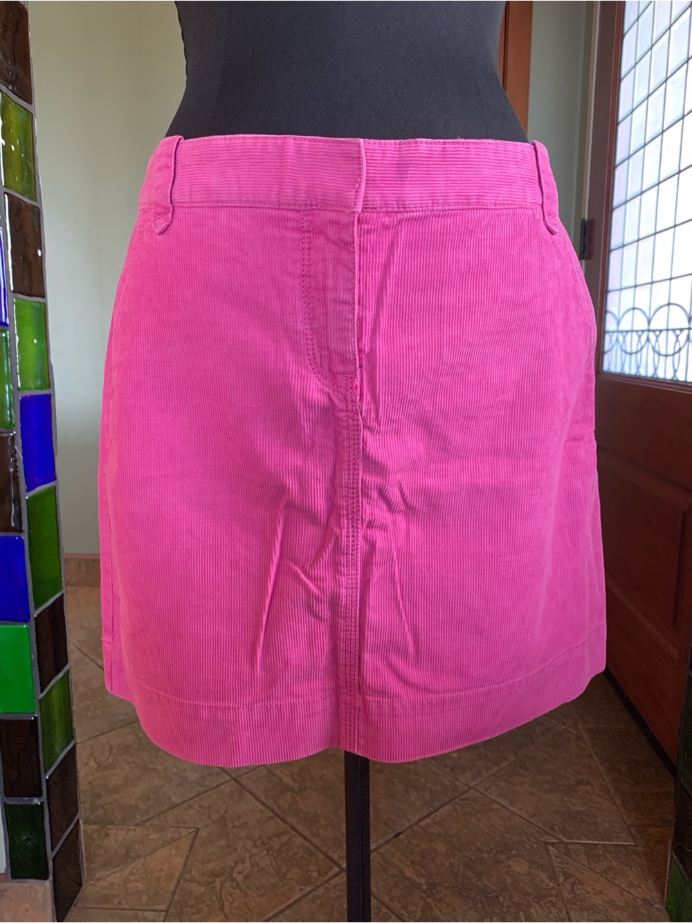 J CREW CORDUROY MINI SKIRT AZALEA New With Tags Size 4 TICKET POCKETS